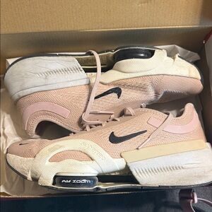 Nike Pink and Cream Air Zoom Sneakers